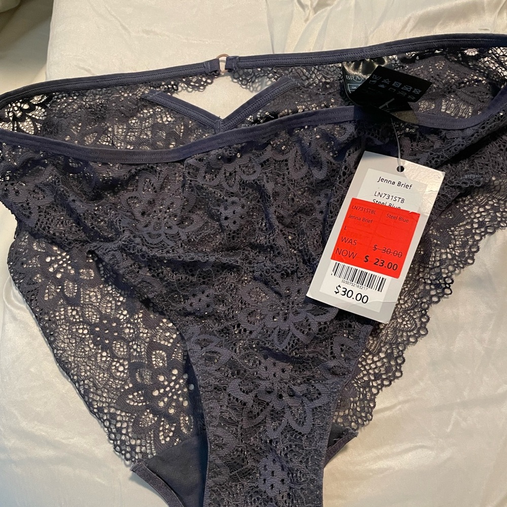 Bravissimo Lace Panties, Underwear  in Steel Blue Gray. NWT Large Retail $30